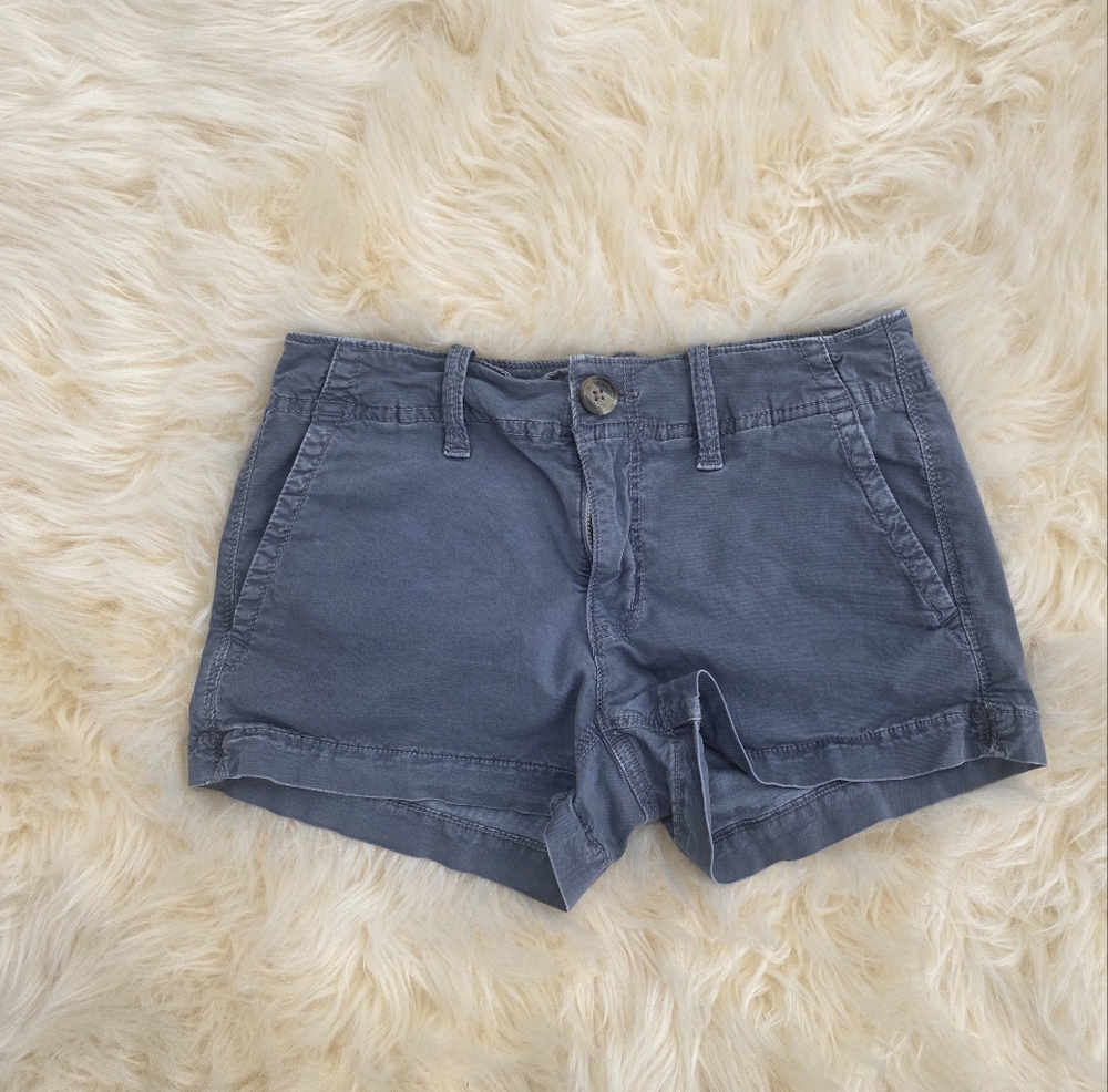 AE American Eagle Casual Women's Blue Cotton Blend Shorts Shortie Size 0